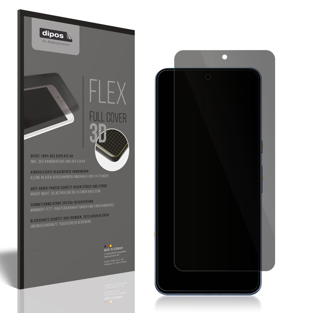Blickschutzfolie von dipos passend für Google Pixel 8, 100% Displayabdeckung und blasenfreie Montage