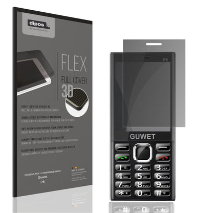 Blickschutzfolie von dipos passend für Guwet P8, 100% Displayabdeckung und blasenfreie Montage