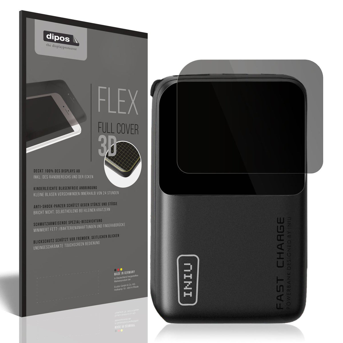 Blickschutzfolie von dipos passend für INIU Carry P50-E1, 100% Displayabdeckung und blasenfreie Montage
