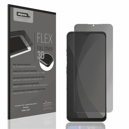 Blickschutzfolie von dipos passend für invens Note 12P, 100% Displayabdeckung und blasenfreie Montage
