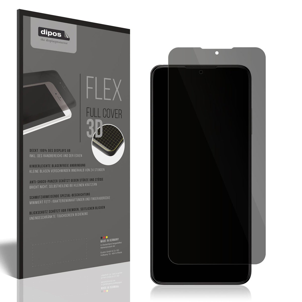 Blickschutzfolie von dipos passend für Nokia G22, 100% Displayabdeckung und blasenfreie Montage