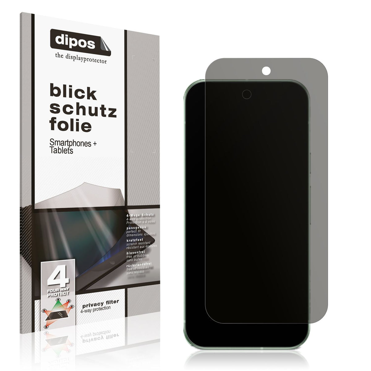 Blickschutzfolie von dipos passend für Google Pixel 9, präziser Zuschnitt und blasenfrei montiert