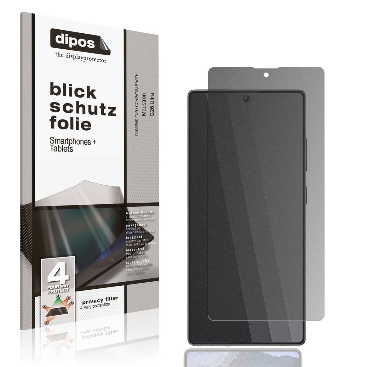 Displayschutz mit Blickschutzfilter-Effekt zur Unterstützung beim Schutz sensibler Daten
