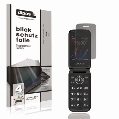 Blickschutzfolie von dipos passend für Maxvi E15, präziser Zuschnitt und blasenfrei montiert