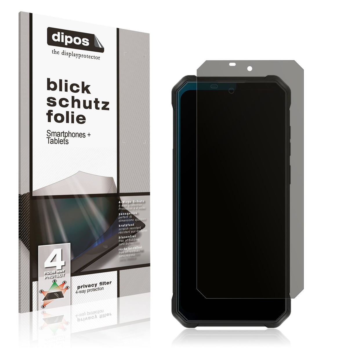 Blickschutzfolie von dipos passend für Oukitel WP53 Pro, präziser Zuschnitt und blasenfrei montiert
