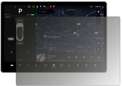 Blickschutzfolie von dipos passend für Tesla Model 3 Display, präziser Zuschnitt und blasenfrei montiert