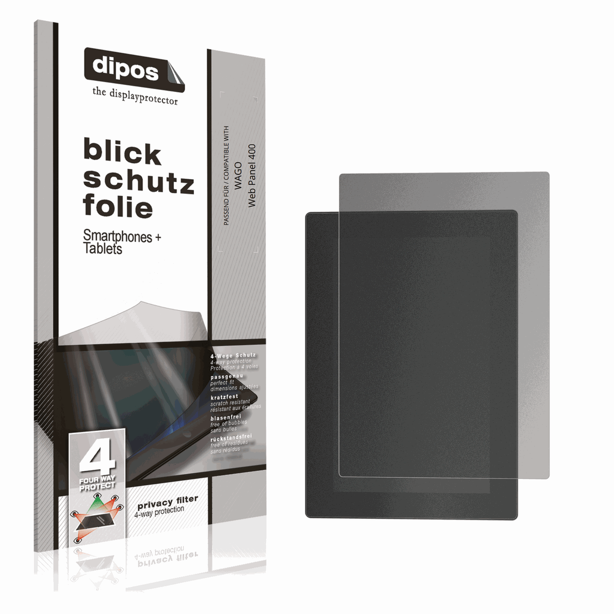 Blickschutzfolie von dipos passend f�r WAGO Web Panel 400, pr�ziser Zuschnitt und blasenfrei montiert
