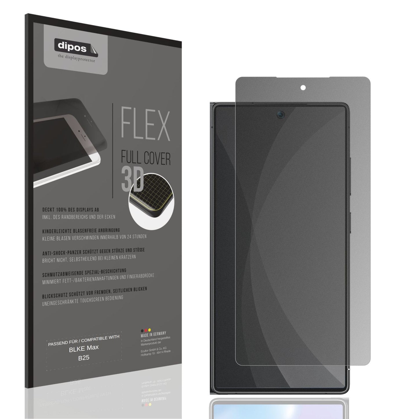 Blickschutzfolie von dipos passend für BLKE Max B25, 100% Displayabdeckung und blasenfreie Montage