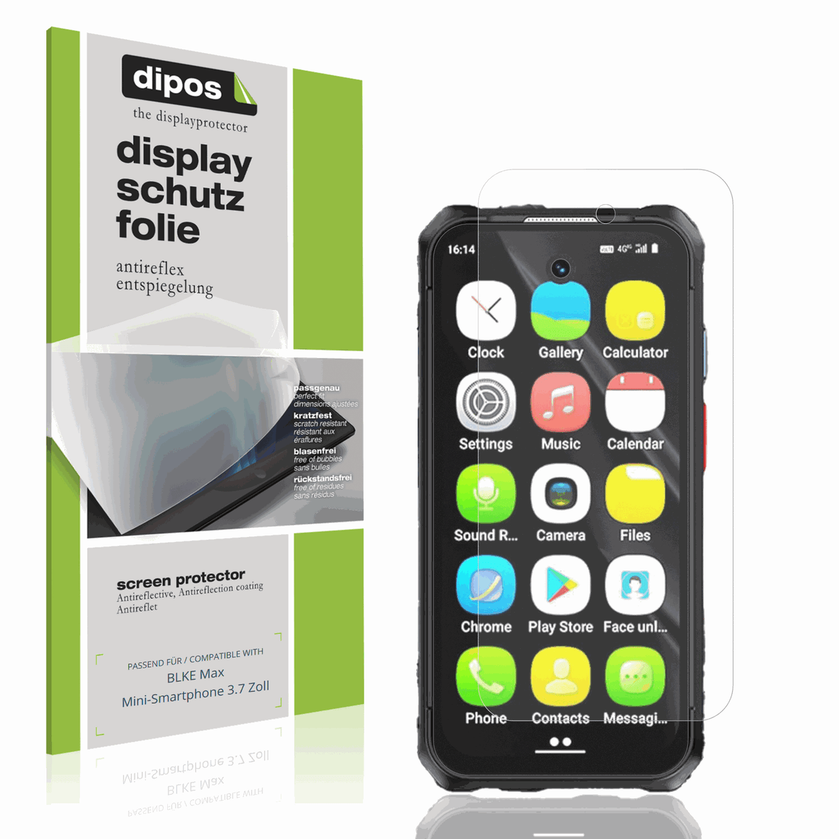 Matte Displayschutzfolie von dipos passend für BLKE Max Mini-Smartphone 3.7 Zoll, präziser Zuschnitt und blasenfrei montiert