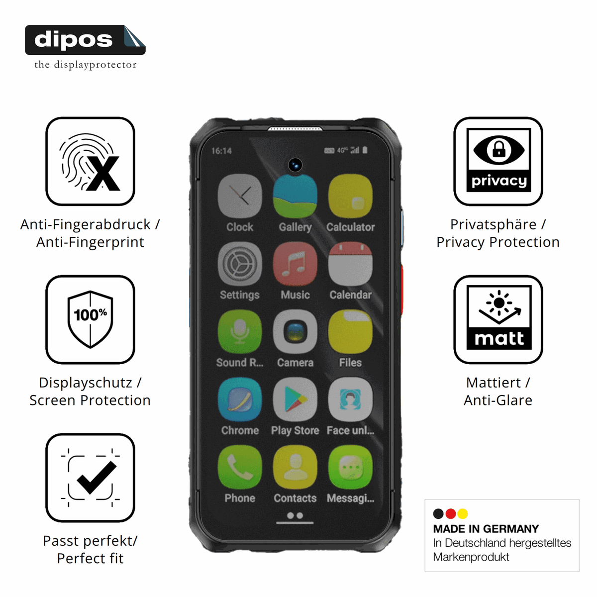Privatsphäre-Schutz durch Sichtschutz-Folie passend zugeschnitten für BLKE Max Mini-Smartphone 3.7 Zoll