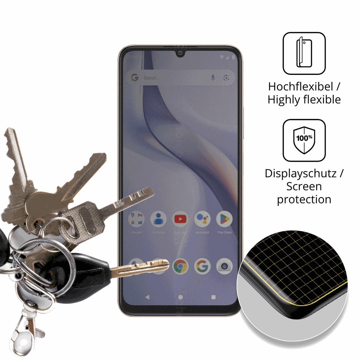 dipos Displayschutz für BLU Bold K12, mit Blickschutzfilter und perfekter Passform auch für die Rundungen