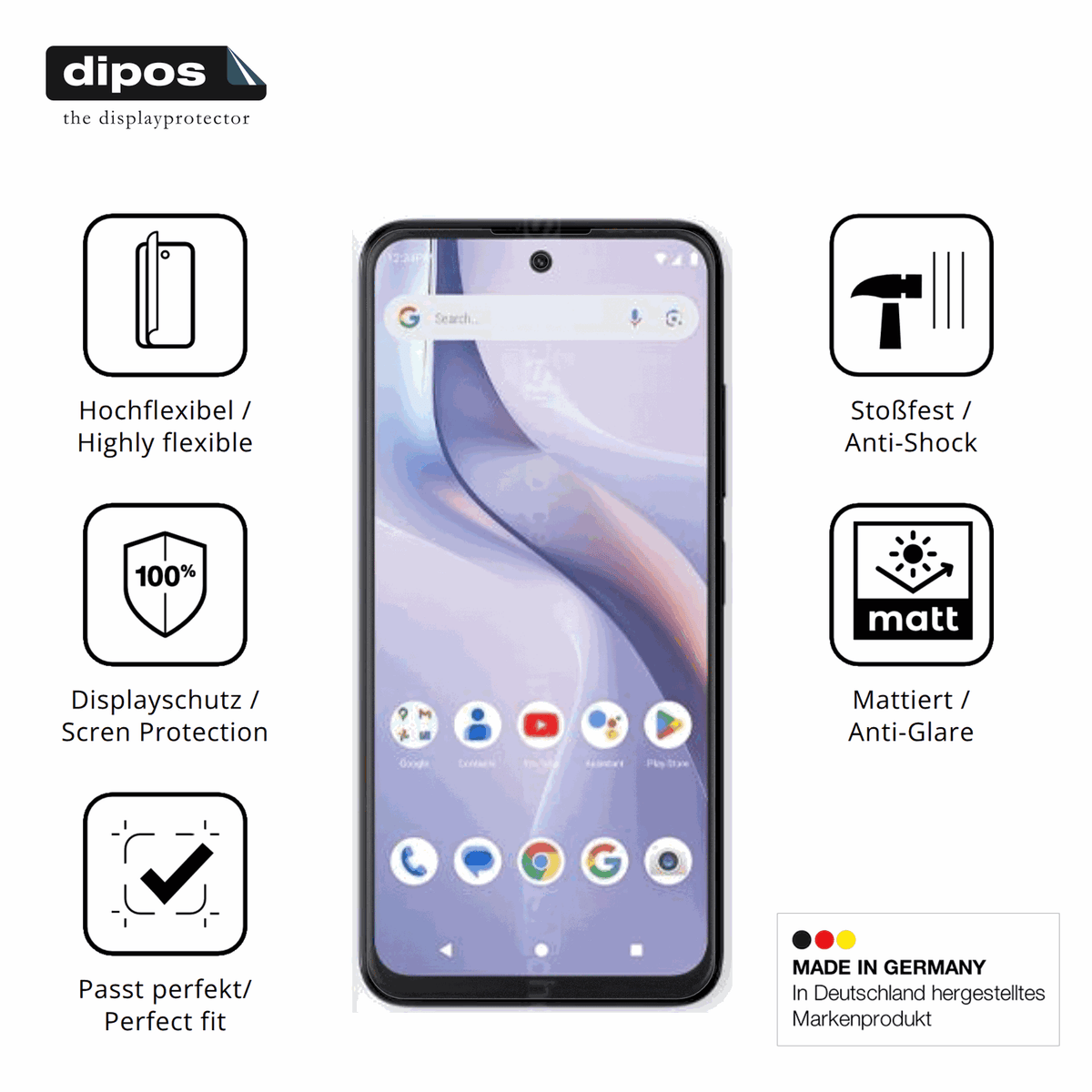 Displayschutz hergestellt in Deutschland, höchste Qualität made in Germany