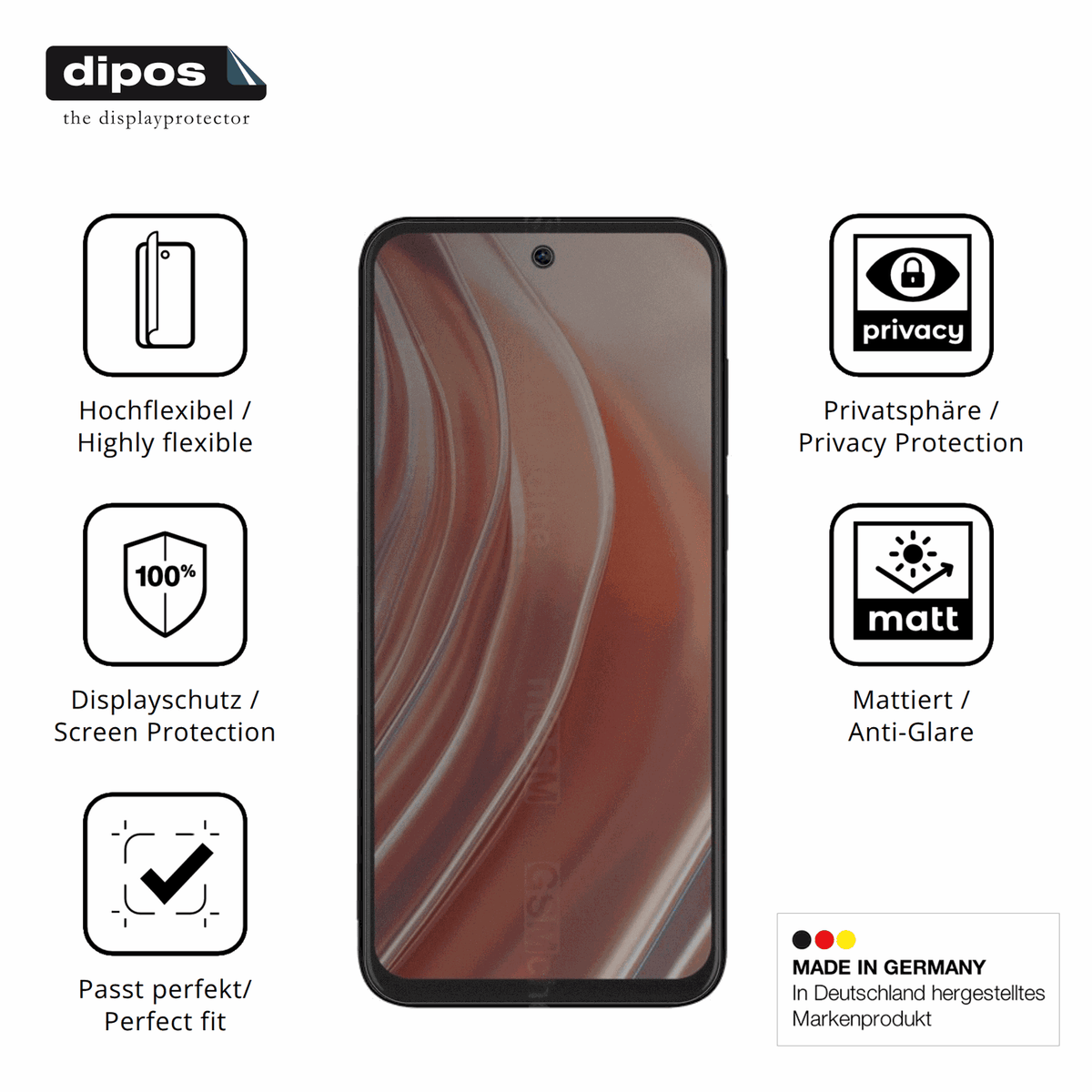 Flexible TPU-Folie passend zugeschnitten für BLU G45, mit Privatsphäre-Schutz durch Sichtschutz-Folie