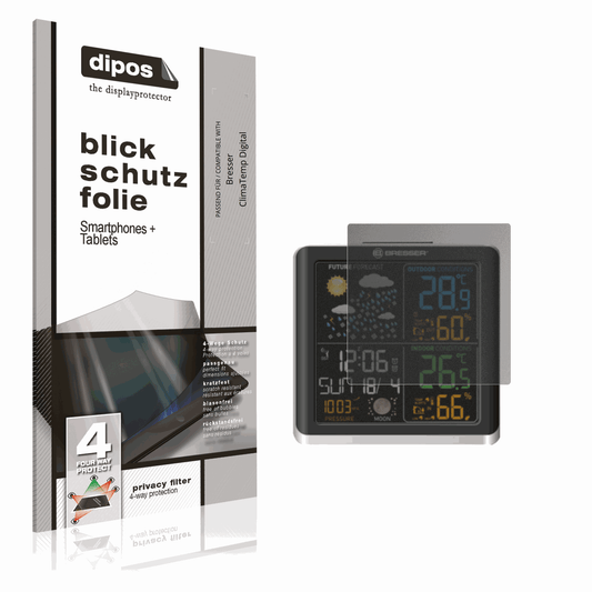 Blickschutzfolie von dipos passend für Bresser ClimaTemp Digital, präziser Zuschnitt und blasenfrei montiert