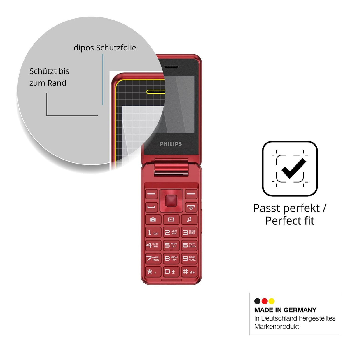 Schutz gegen Kratzer auf dem Philips Xenium E2601 Glas durch Schlüssel oder Ähnliches