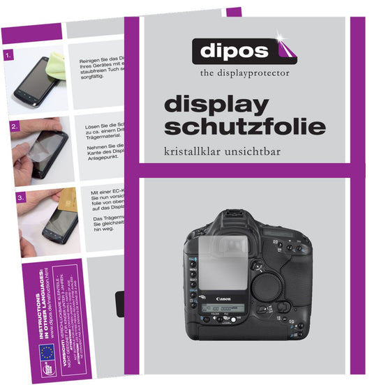 Klare Displayschutzfolie von dipos passend für Canon Eos 1DS Mark II, präziser Zuschnitt und blasenfrei montiert