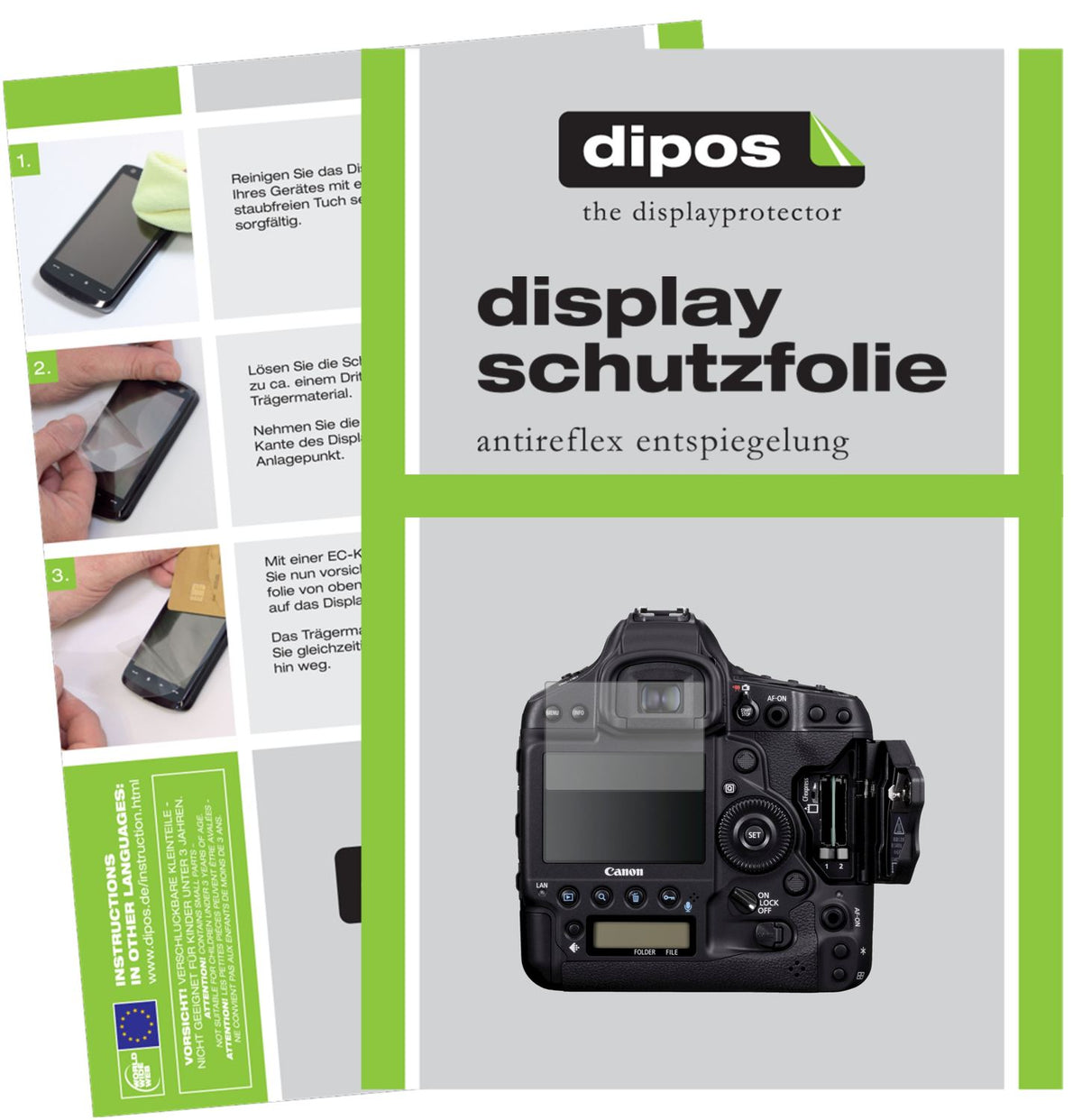 Matte Displayschutzfolie von dipos passend für Canon Eos 1DX Mark III, präziser Zuschnitt und blasenfrei montiert