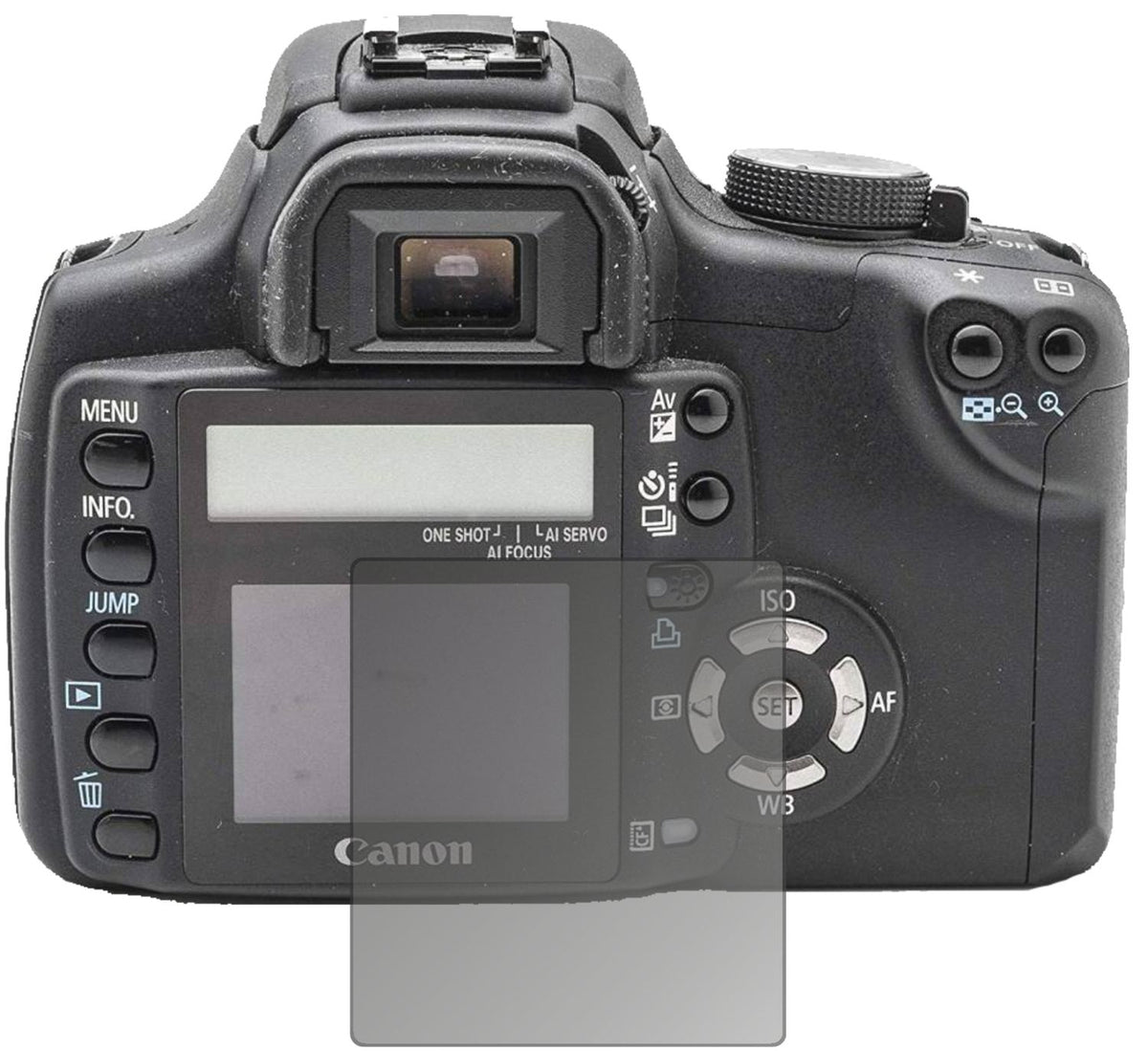 Blickschutzfolie von dipos passend für Canon EOS 350D, präziser Zuschnitt und blasenfrei montiert