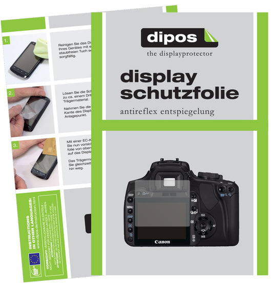 Matte Displayschutzfolie von dipos passend für Canon EOS 400D, präziser Zuschnitt und blasenfrei montiert