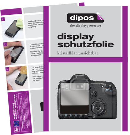 Klare Displayschutzfolie von dipos passend für Canon Eos 40D, präziser Zuschnitt und blasenfrei montiert