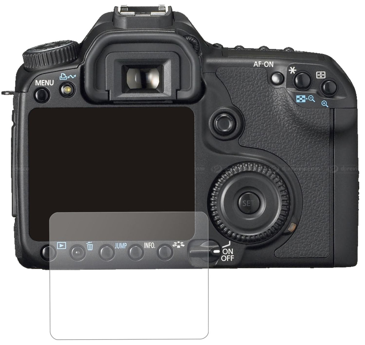 CanonEos 50D mit aufgebrachter dipos Panzerfolie, die lästige Fingerabdrücke minimiert