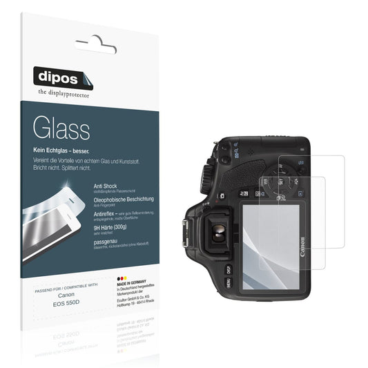 Matte Displayschutzfolie von dipos passend für Canon EOS 550D, 9H kratzfest und blasenfrei montiert