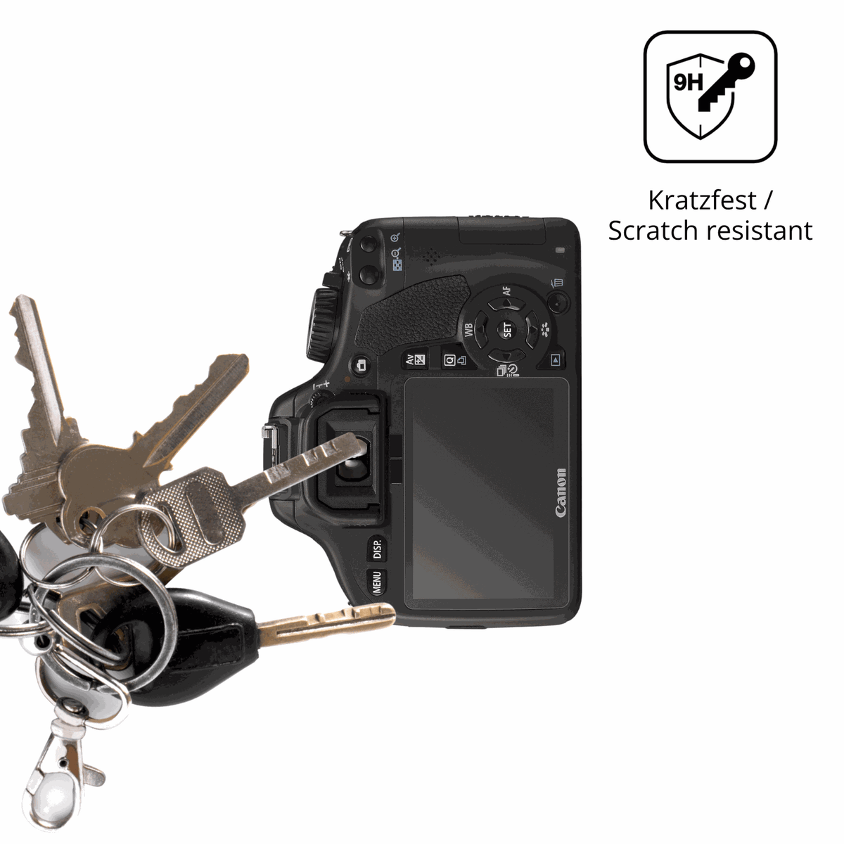 dipos Displayschutz für Canon EOS 550D, mattierte Oberfläche, robuste Festigkeit und perfekte Passform