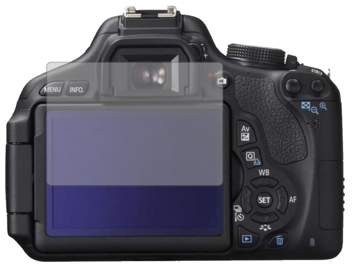 CanonEOS 750D mit aufgebrachter dipos Displayschutzfolie, die lästige Fingerabdrücke minimiert
