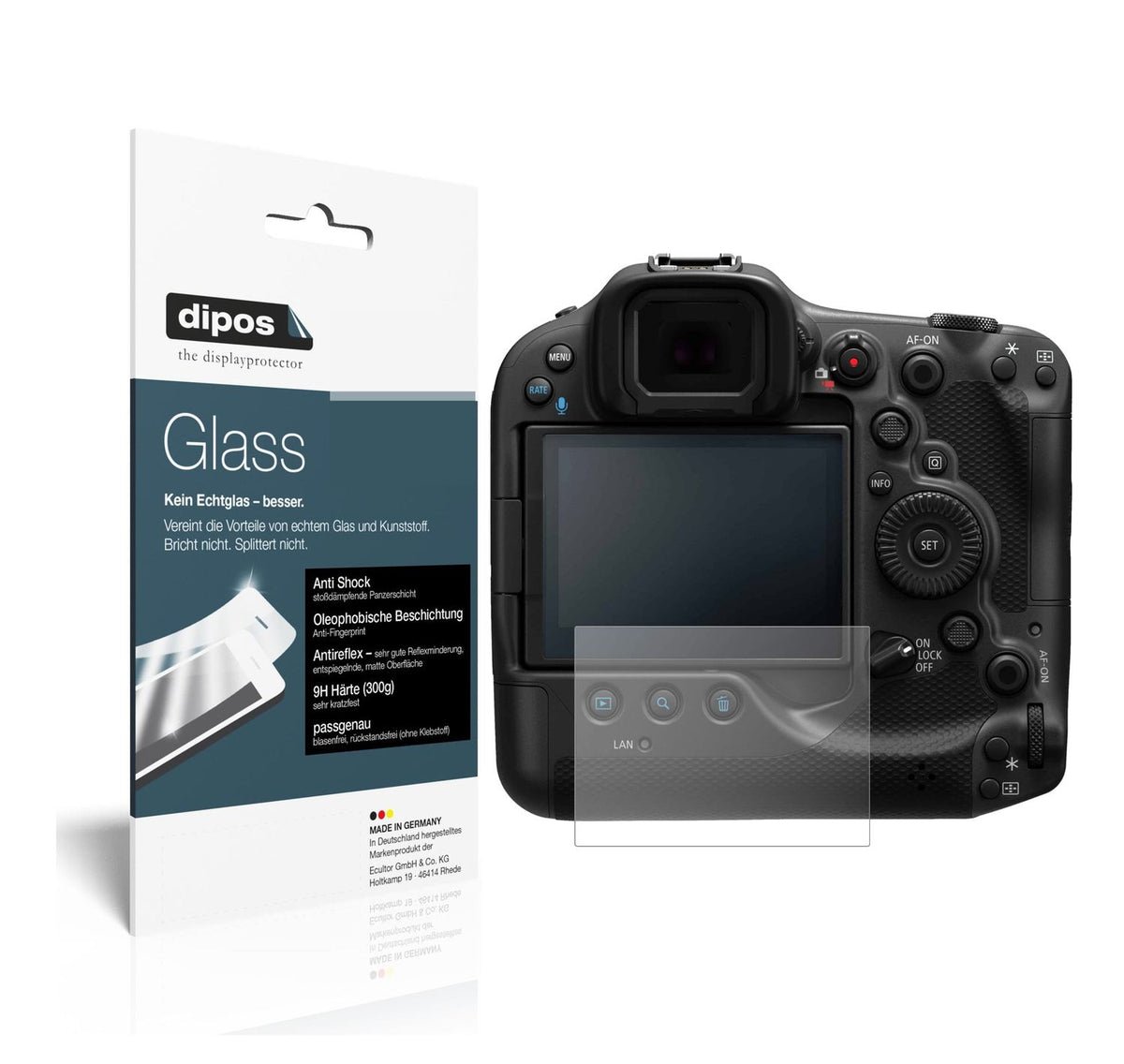 Matte Displayschutzfolie von dipos passend für Canon EOS R3, 9H kratzfest und blasenfrei montiert