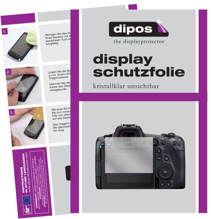 Klare Displayschutzfolie von dipos passend für Canon EOS R6, präziser Zuschnitt und blasenfrei montiert