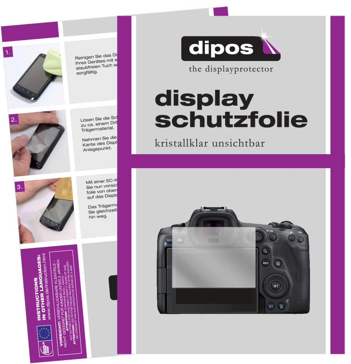 6x Schutzfolie klar für Canon EOS R5 C Display-Schutzfolie