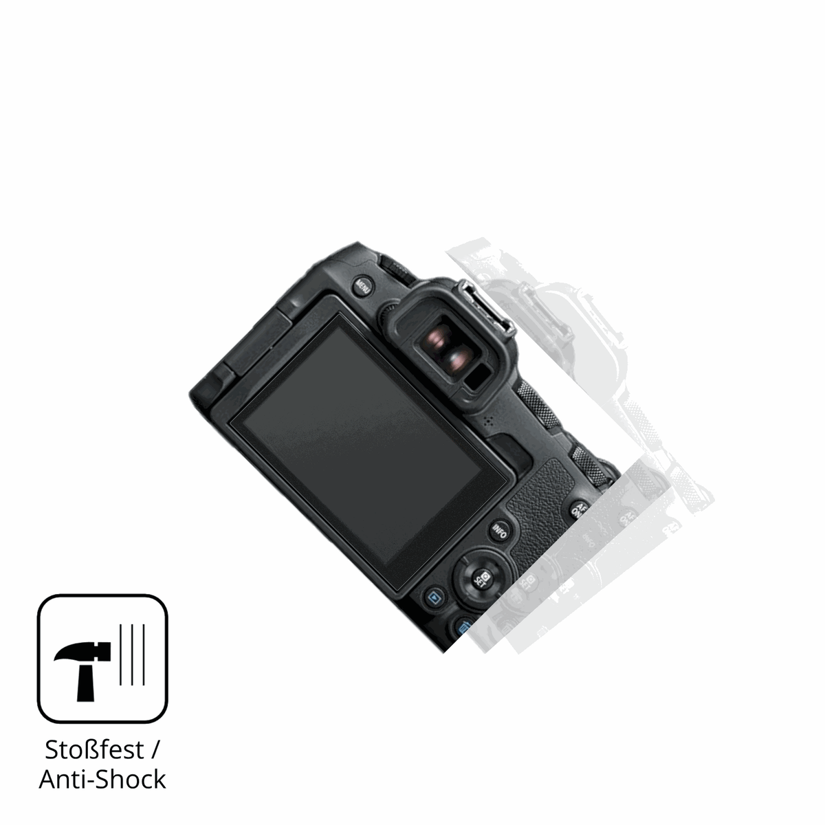 Schutz gegen Kratzer auf dem Canon EOS R8 Glas durch Schlüssel, Stöße gegen die Tischkante oder Stürze