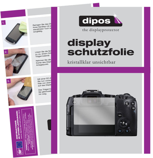 Klare Displayschutzfolie von dipos passend für Canon EOS RP, präziser Zuschnitt und blasenfrei montiert