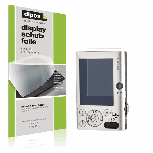 Matte Displayschutzfolie von dipos passend für Canon IXUS 80 IS, präziser Zuschnitt und blasenfrei montiert