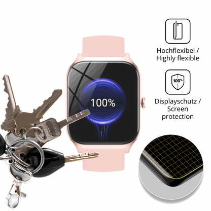 dipos Displayschutz für cascho1.85 damen smartwatch, transparente Oberfläche, perfekte Passform auch für die Rundungen