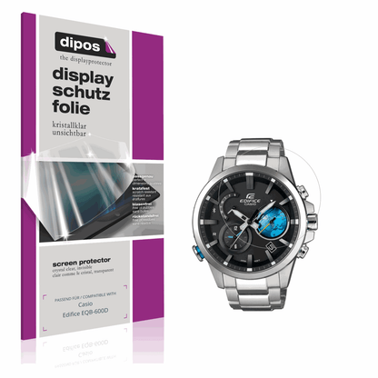 Klare Displayschutzfolie von dipos passend für Casio Edifice EQB-600D, präziser Zuschnitt und blasenfrei montiert