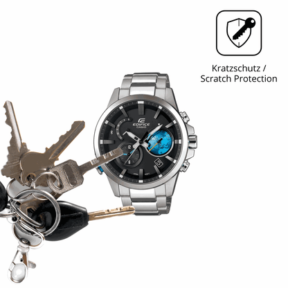 Schutz gegen Kratzer auf dem Casio Edifice EQB-600D Glas durch Schlüssel oder Ähnliches