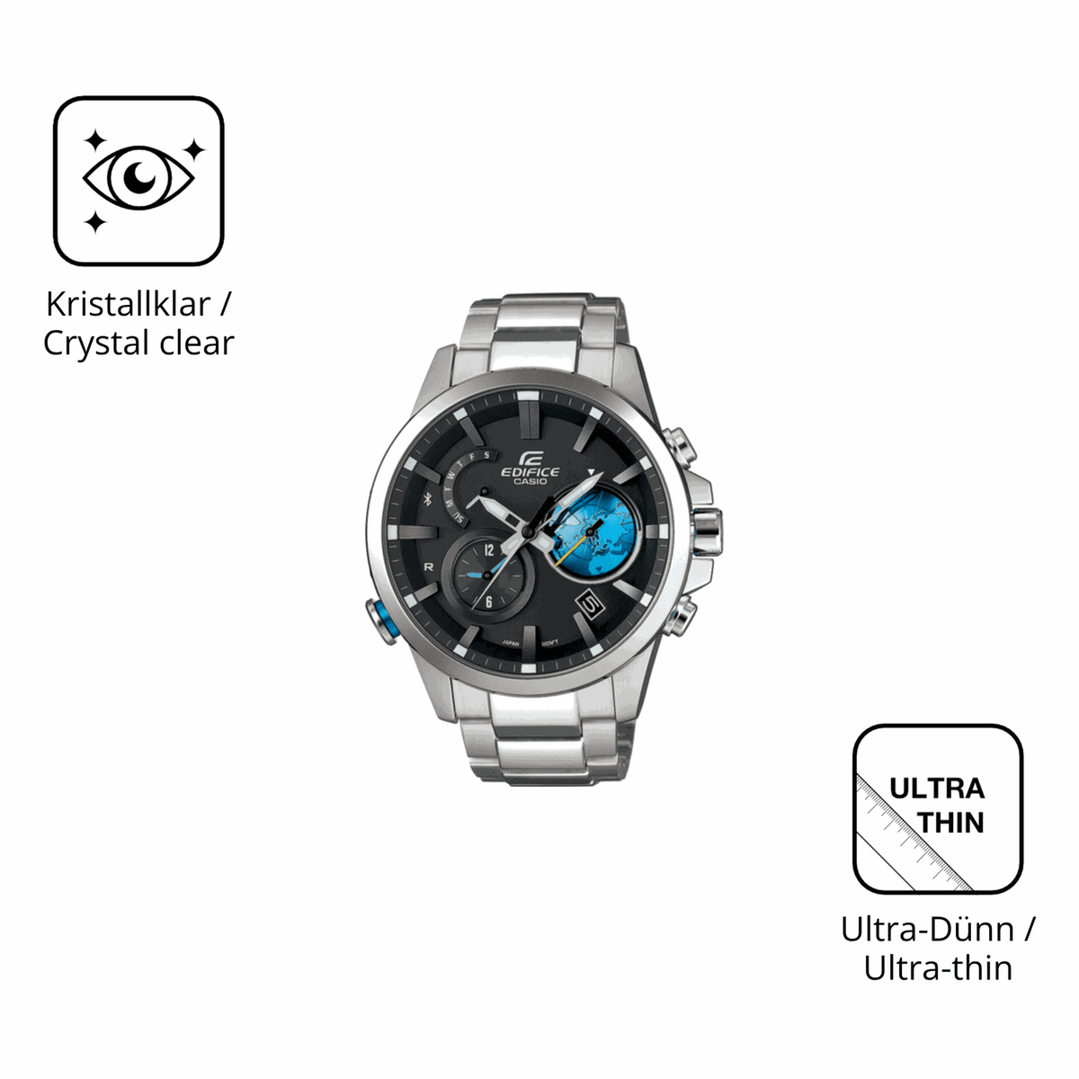 Dünne und klare Folie passend zugeschnitten für Casio Edifice EQB-600D