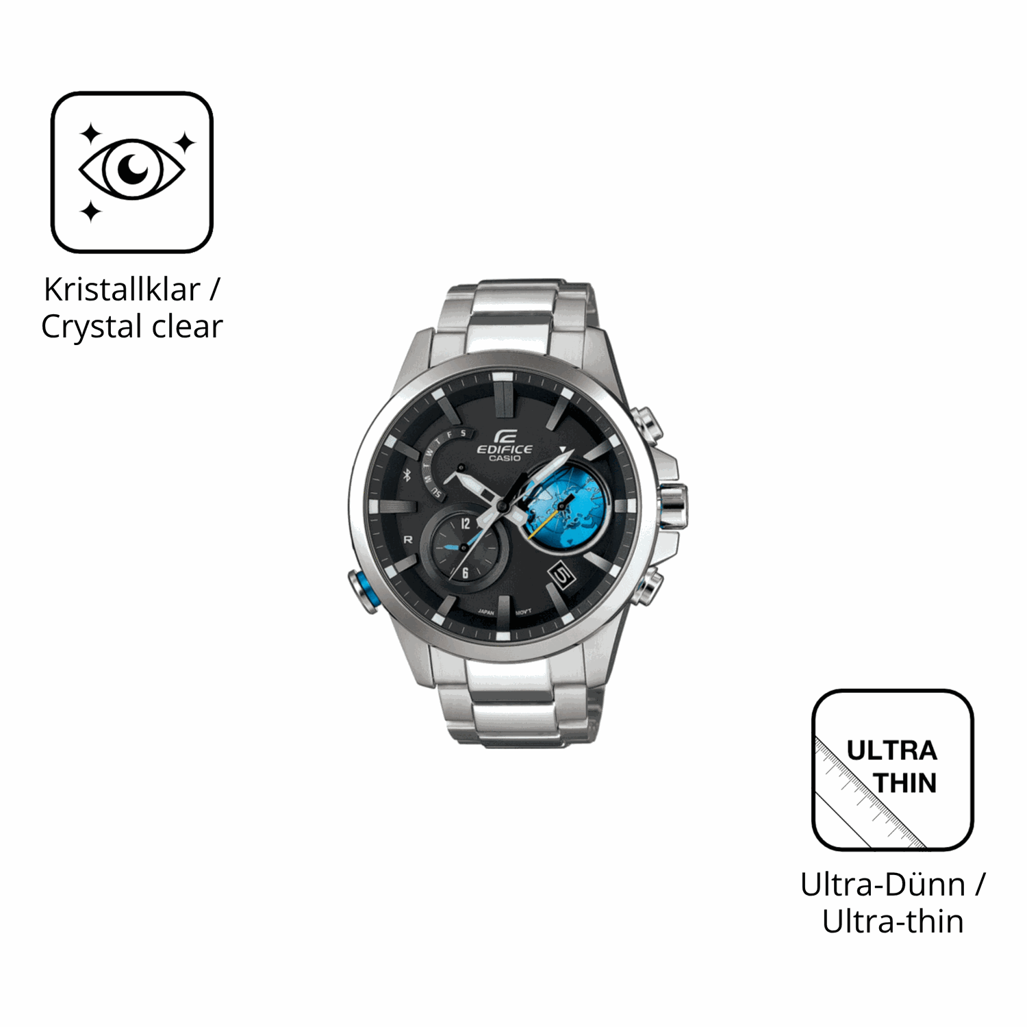 Dünne und klare Folie passend zugeschnitten für Casio Edifice EQB-600D
