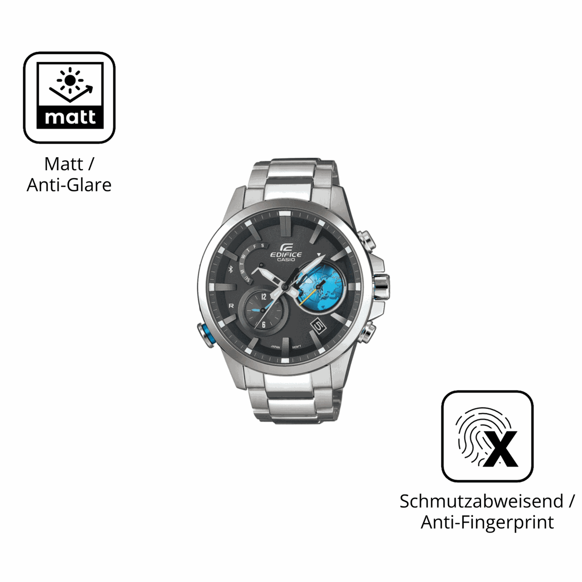 9H Hartbeschichtete, flexible Folie passend zugeschnitten für Casio Edifice EQB-600D