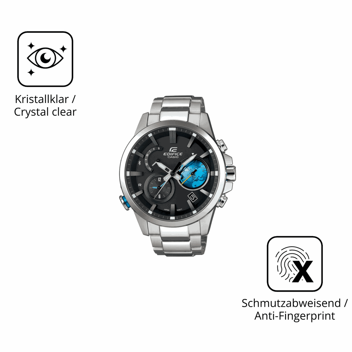 Flexible TPU-Folie passend zugeschnitten für Casio Edifice EQB-600D, vollständige Abdeckung