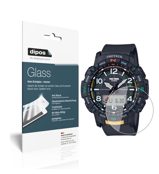 Klare Displayschutzfolie von dipos passend für Casio PRT-B50 Pro Trek, 9H kratzfest und blasenfrei montiert