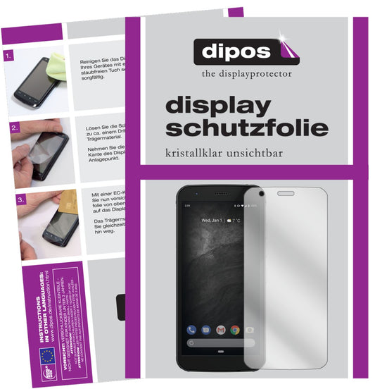 Klare Displayschutzfolie von dipos passend für Caterpillar Cat S52, präziser Zuschnitt und blasenfrei montiert