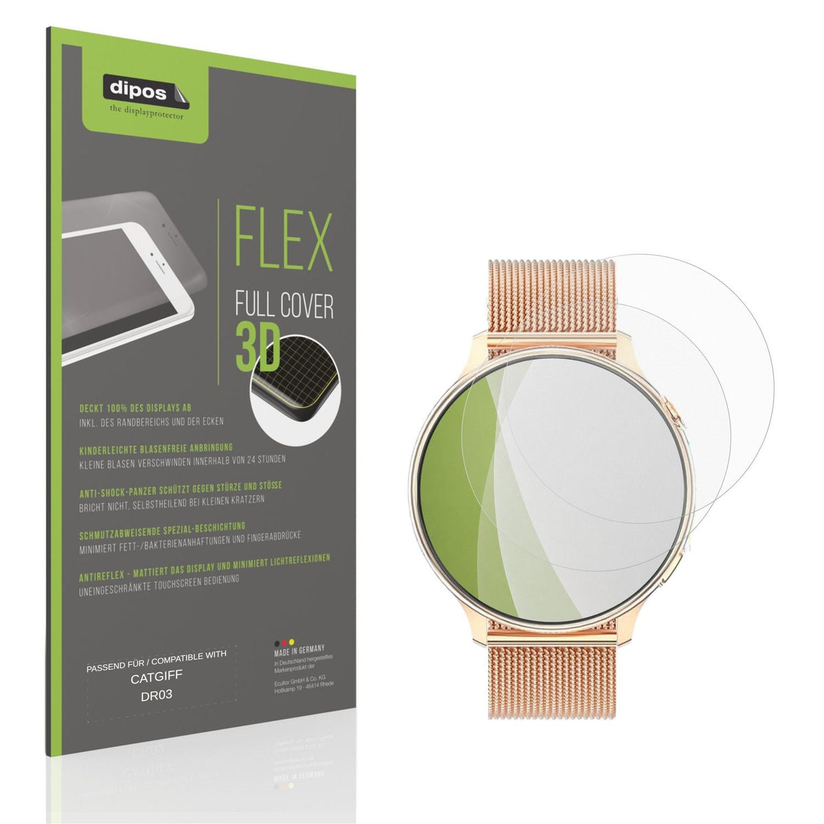 Matte Displayschutzfolie von dipos passend für CATGIFF DR03, 100% Displayabdeckung und blasenfreie Montage
