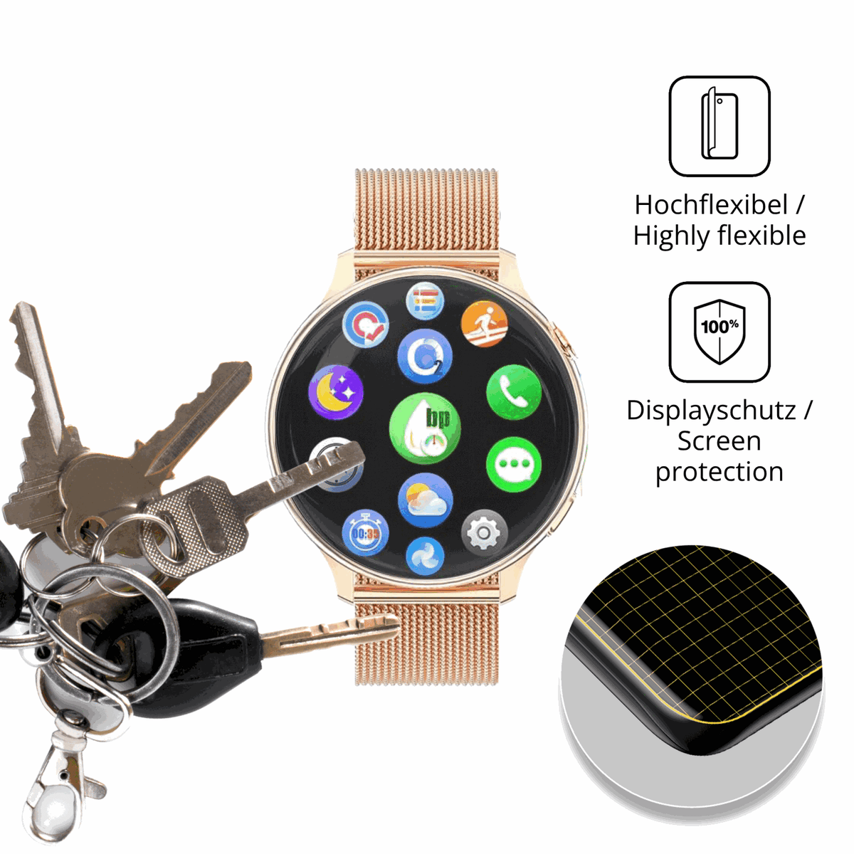 dipos Displayschutz für CATGIFF DR03, transparente Oberfläche, perfekte Passform auch für die Rundungen