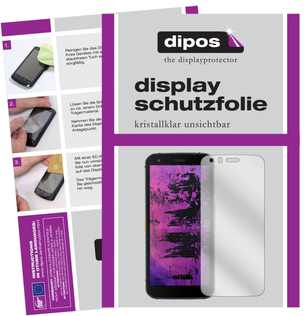 Klare Displayschutzfolie von dipos passend für Cat S62 Pro, präziser Zuschnitt und blasenfrei montiert