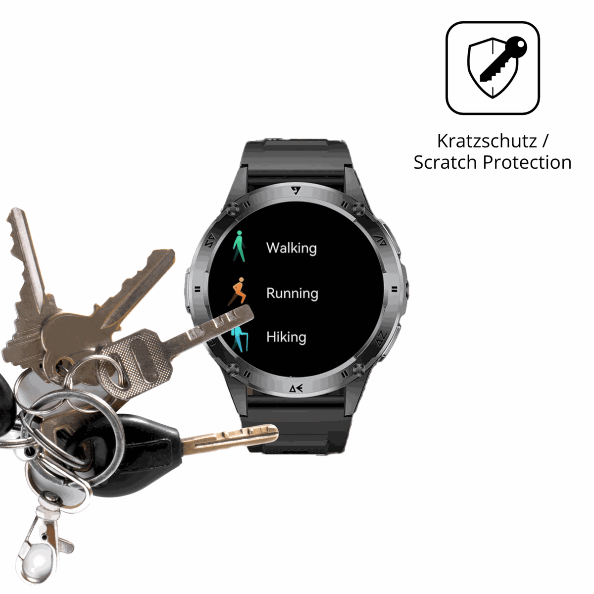 Schutz gegen Kratzer auf dem CHOOSETIME EF6 Glas durch Schlüssel oder Ähnliches