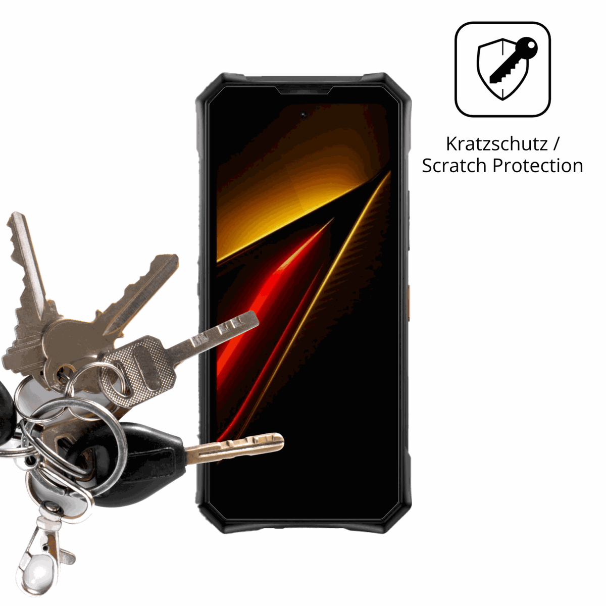 Schutz gegen Kratzer auf dem Doogee S300 Pro Glas durch Schlüssel oder Ähnliches