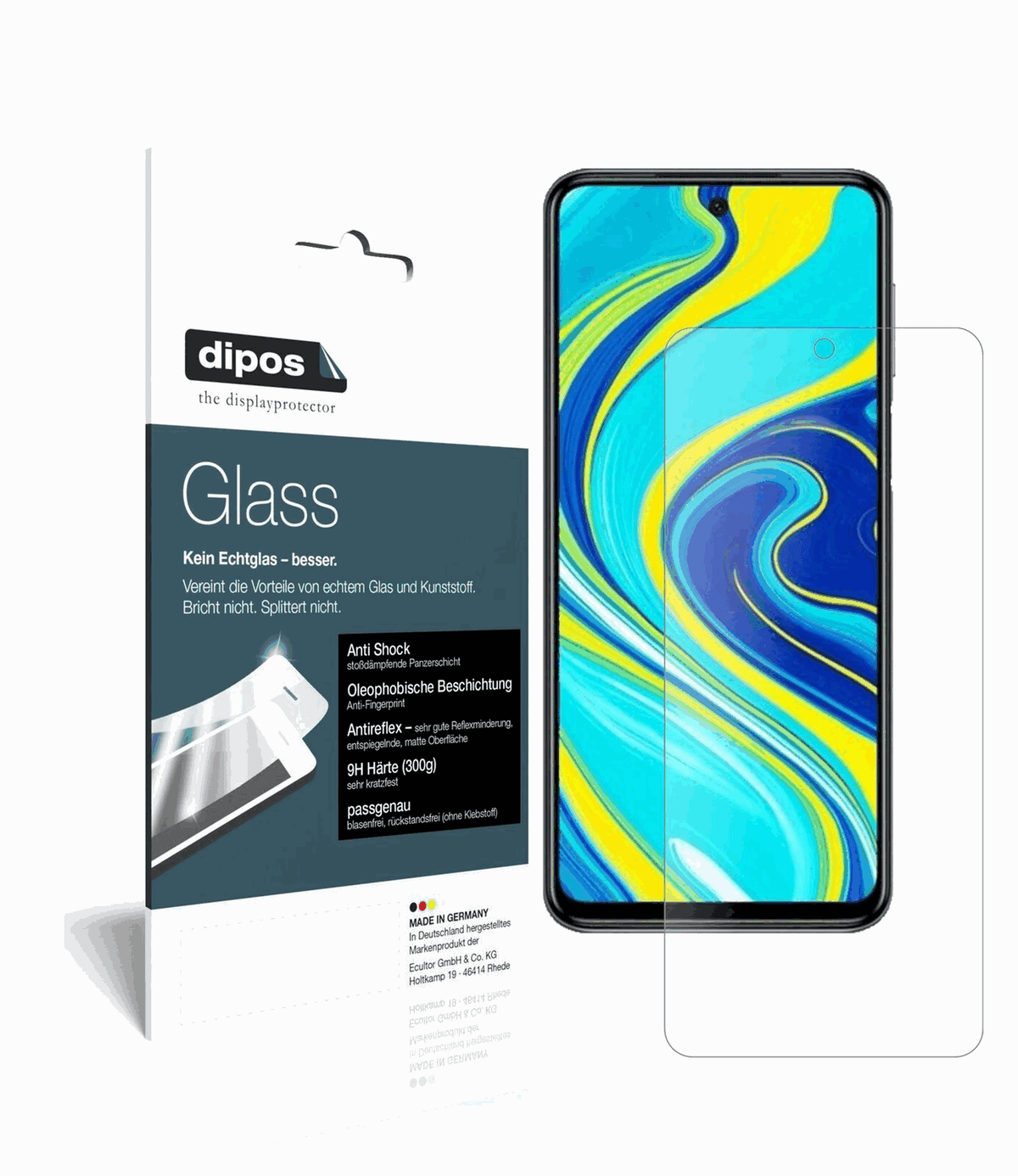1x 9H Schutzfolie matt für Xiaomi Redmi Note 9 Pro Panzerfolie