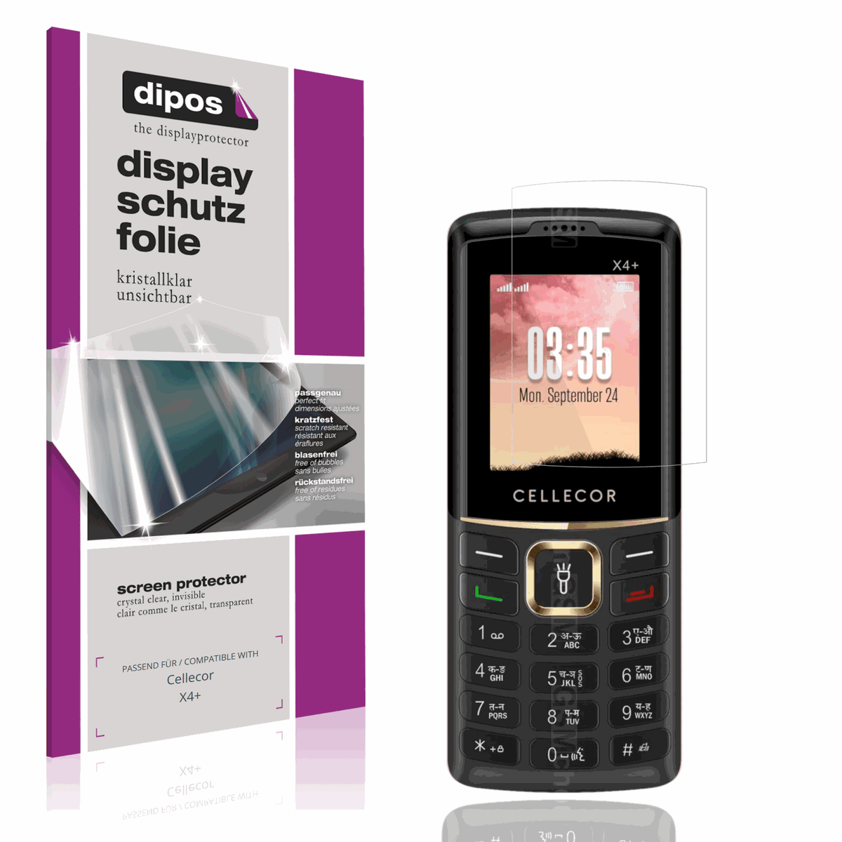 4x Schutzfolie klar für Cellecor X4+ Display-Schutzfolie